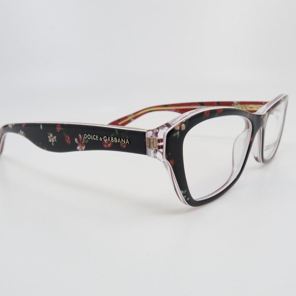 Dolce & Gabbana DG 3202 2986 47mm Black & Flowers Girl's Rectangular Glasses. - Picture 4 of 8